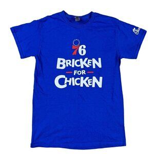 Philadelphia 76ers Bricken for Chicken Chick Fila Blue T-Shirt Size Small